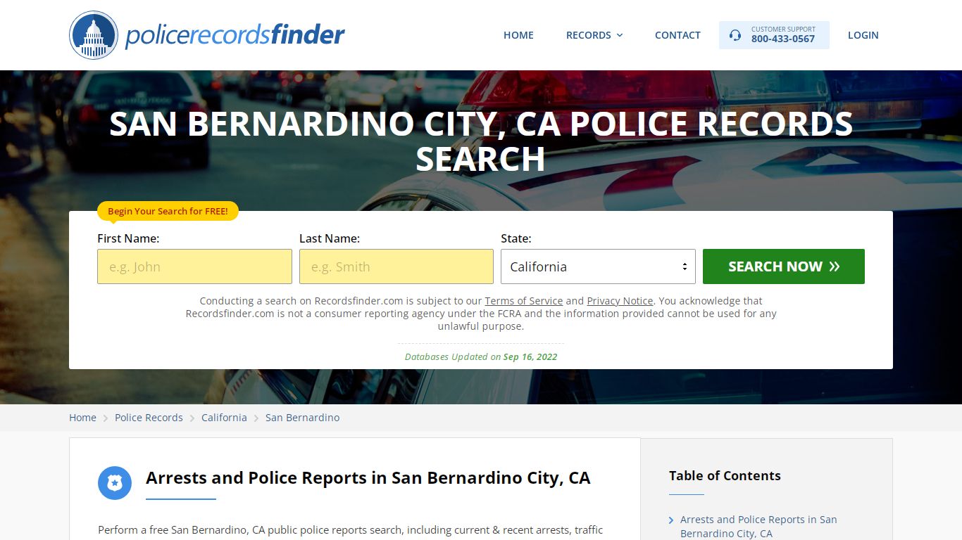 SAN BERNARDINO CITY, CA POLICE RECORDS SEARCH - RecordsFinder