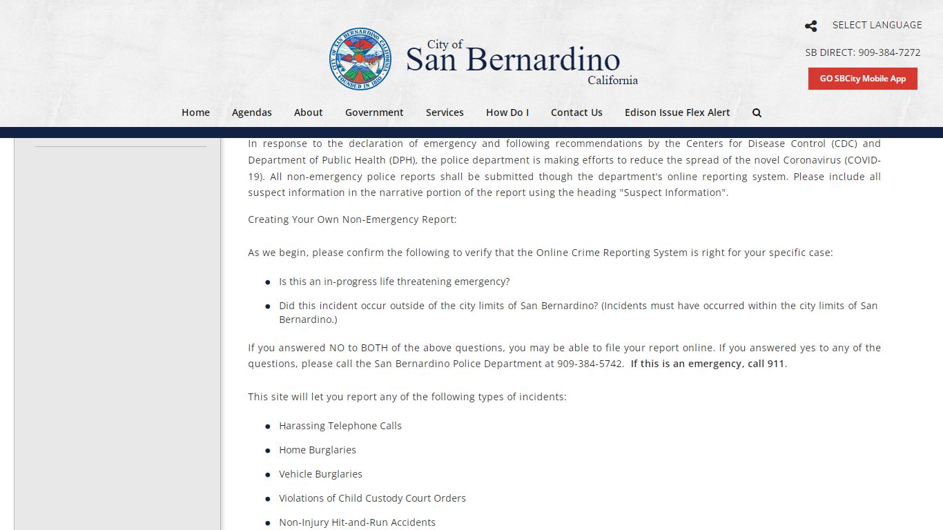 Report a Crime - City of San Bernardino